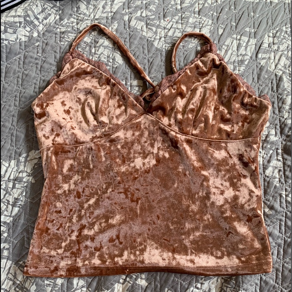 Pink velvet crop top